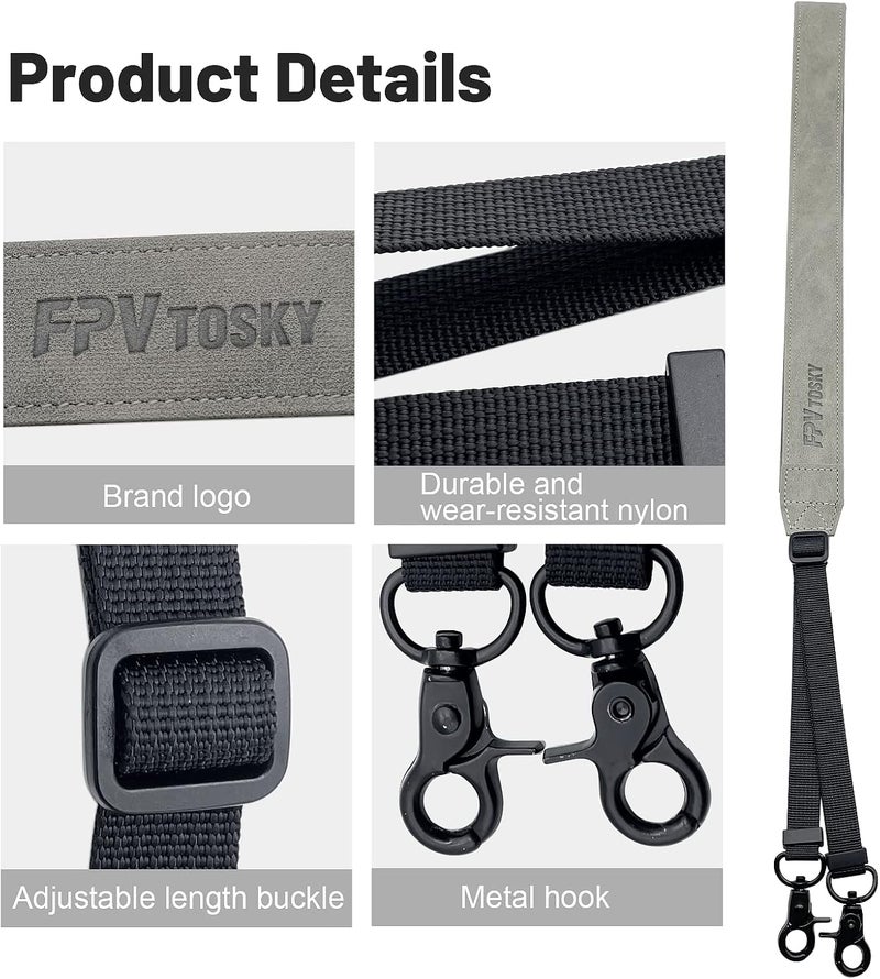 FPVtosky Neck Lanyard with Joystick for DJI RC/RC 2, PU Leather Shoulder Strap and 1 Pair of Rocker, Compatible with DJI Mini 5/4 Pro/Mini 3/ Mavic 3 Classic/Air 3 Remote Controller Accessories - Image 4